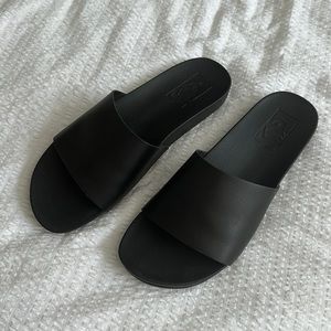 Leather Vans Slides